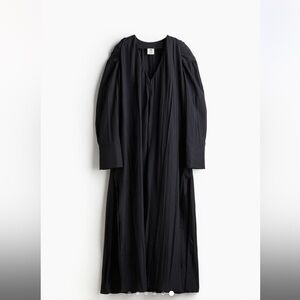H&M studio collection black crinkled long sleeve dress size small